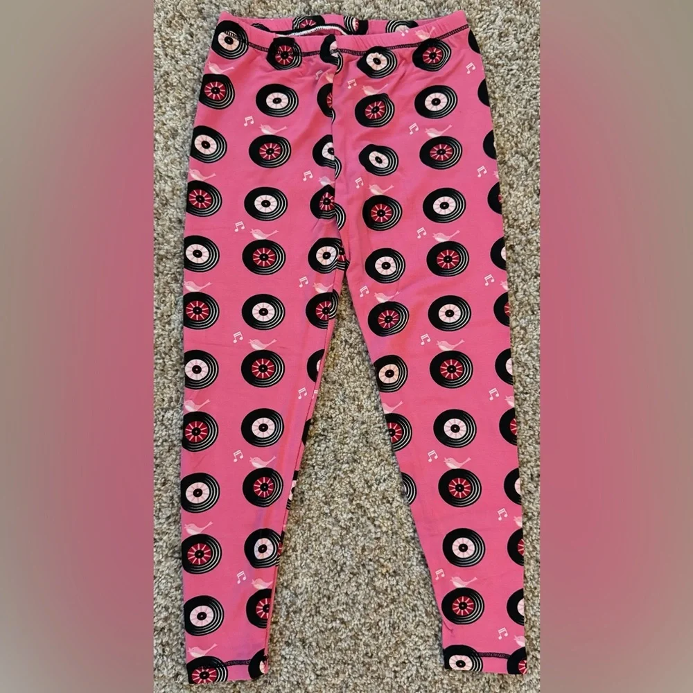 NWT Kickee Pants 4T Print Short Sleeve Kimono Pajama Set- Flamingo Record Birds